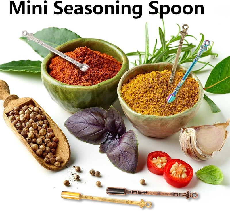 Asanta 5 PCS Mini Spoons, Small Shovel Spoons, 3.22 Inch Metal Tiny Spoon for Spices, Salt, Sugar, Pepper (Multicolor) - Image 3